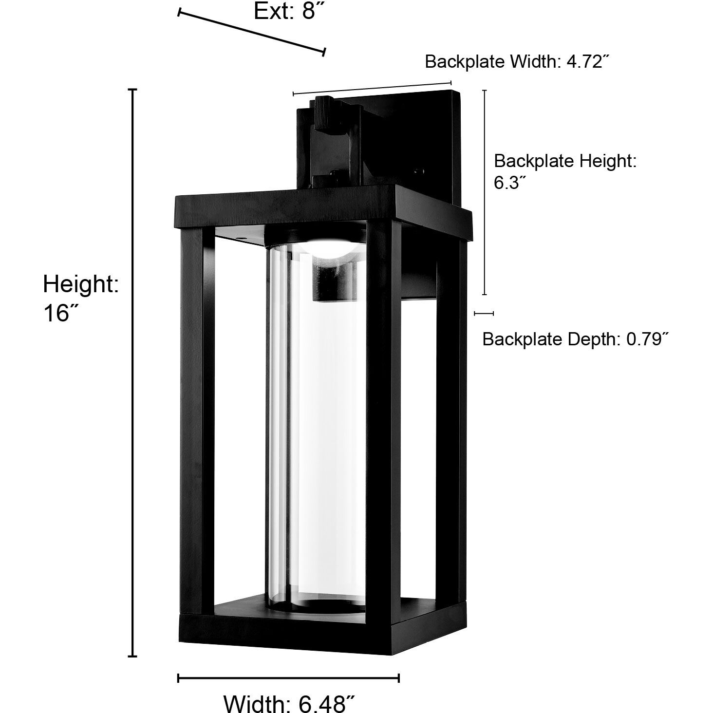 Dumont LED 16 inch Powder Coated Black Outdoor Wall Sconce